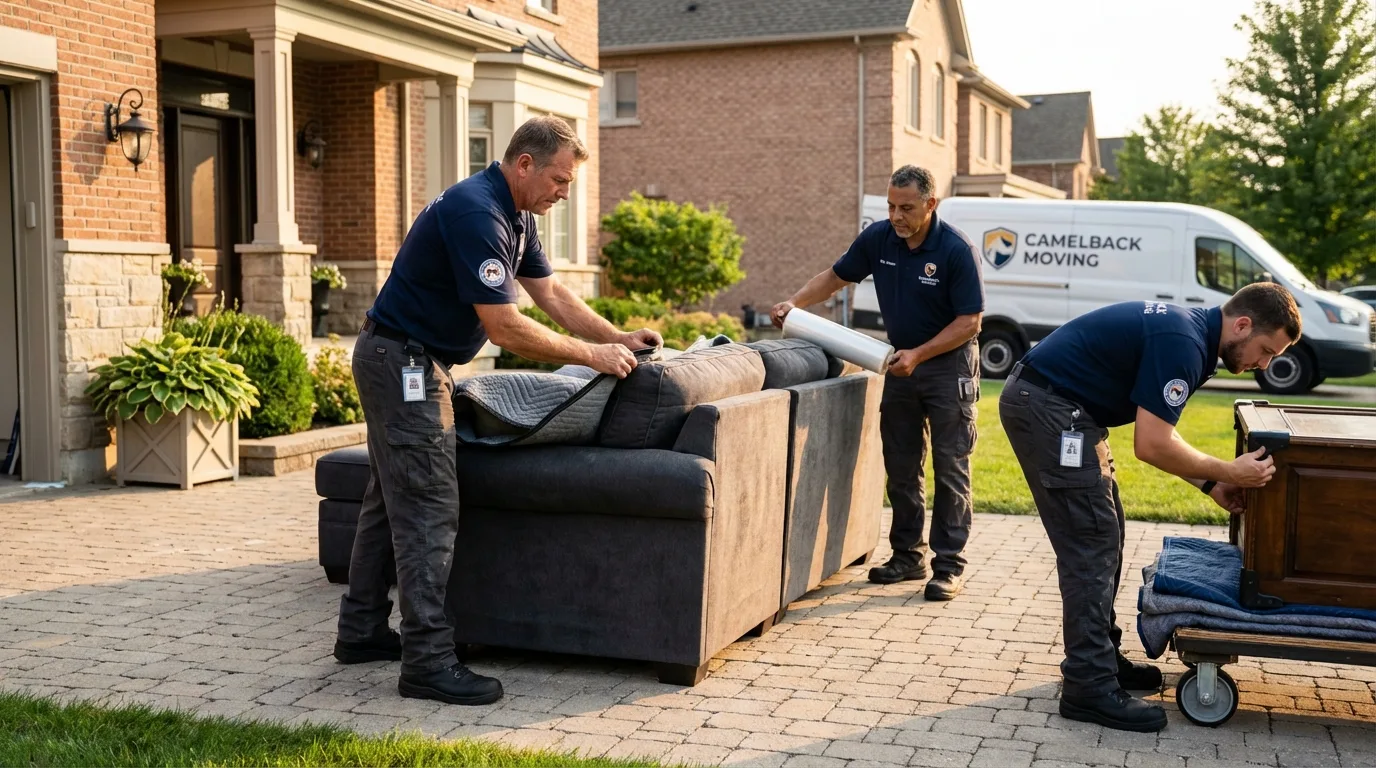 Large estate moving crew wrapping furniture in Tangent, OR